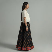 Black - Pochampally Ikat 24 Kali Cotton Skirt with Rajasthani Embroidery Border 35