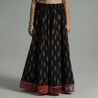 Black - Pochampally Ikat 24 Kali Cotton Skirt with Rajasthani Embroidery Border 35