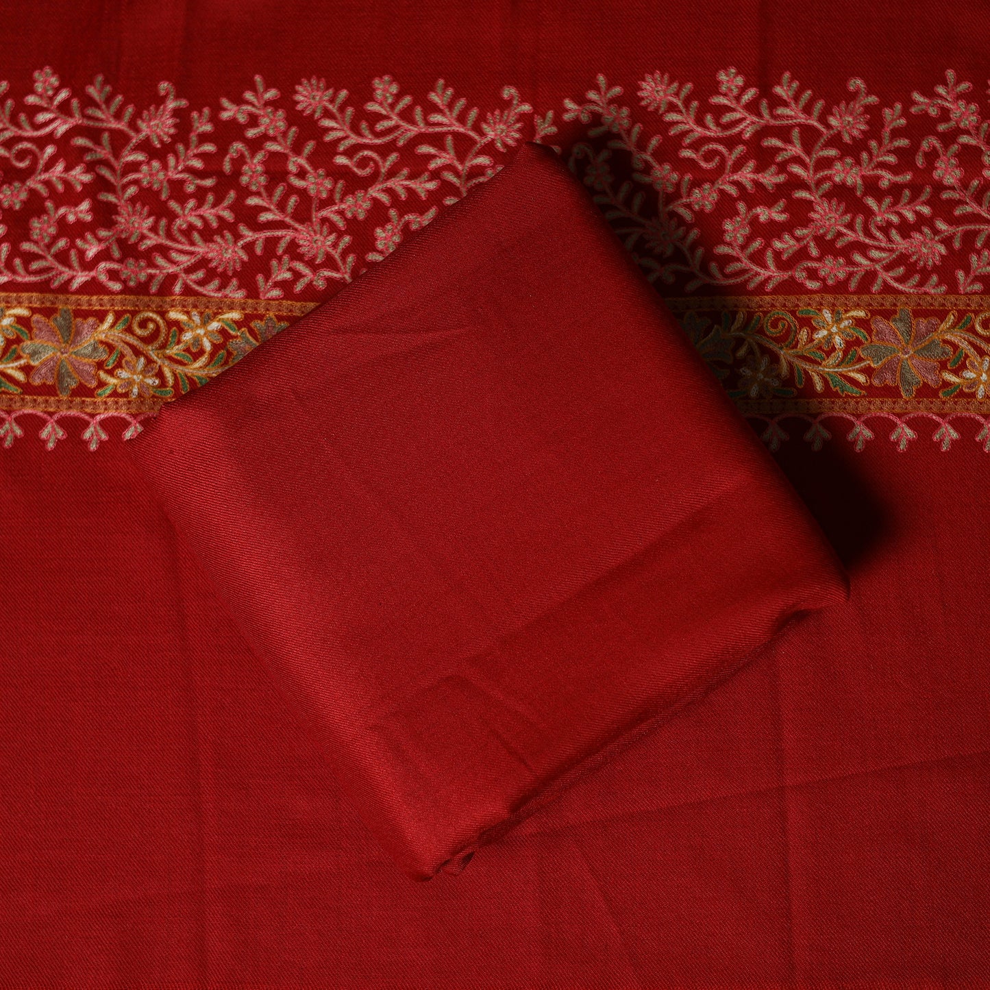 3pc Heavy Chain Stitch Embroidered Merino Wool Unstitched Dress Material 30