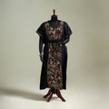 Black - Bengal Kantha Hand Embroidery Cotton Long Kaftan 33