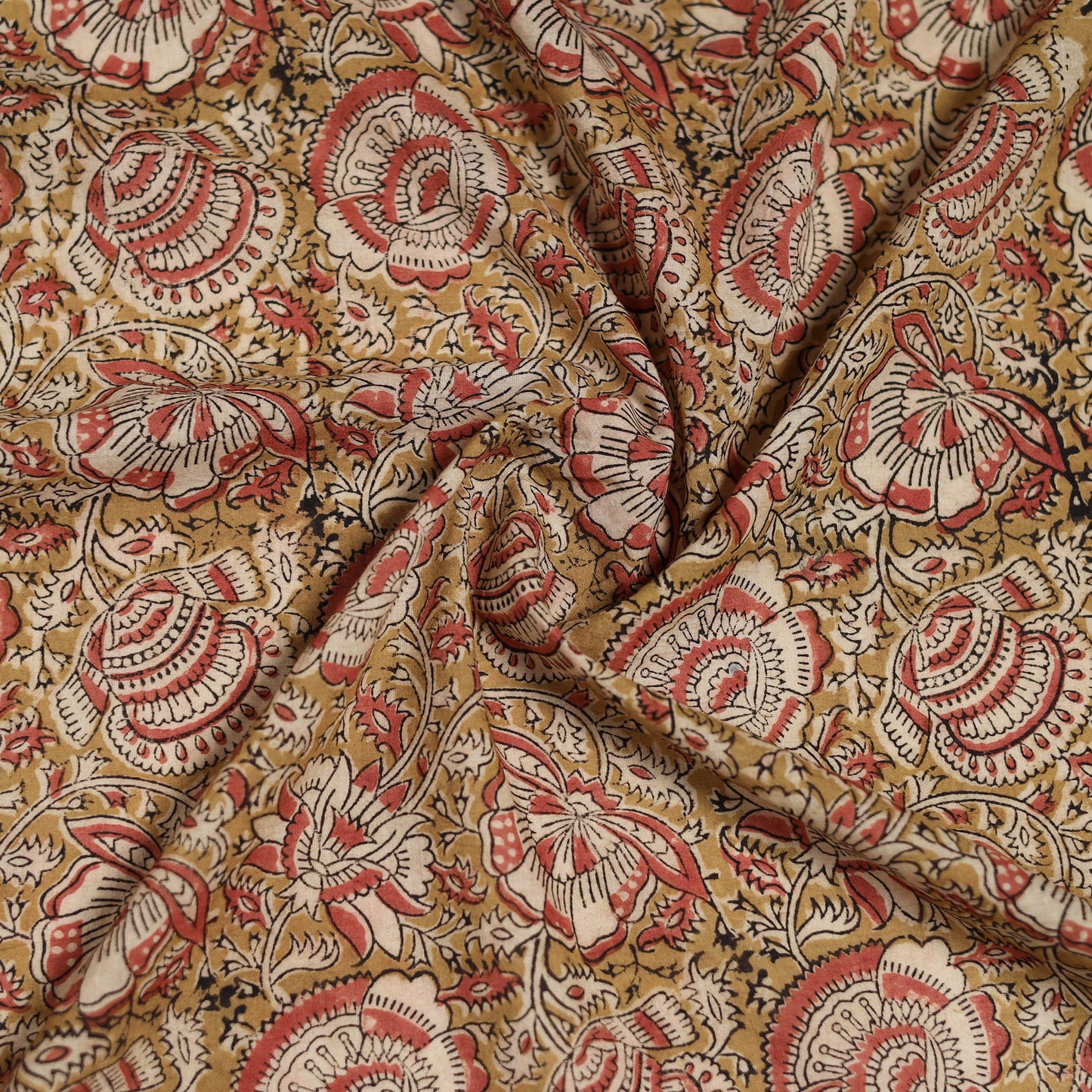Pedana Hand Block Print Natural Dyed Cotton Kalamkari Scarf 90