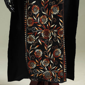 Black - Bengal Kantha Hand Embroidery Cotton Long Kaftan 33
