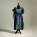 Blue - Bengal Kantha Hand Embroidery Cotton Long Kaftan 36