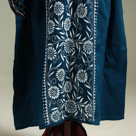 Blue - Bengal Kantha Hand Embroidery Cotton Long Kaftan 36