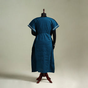 Blue - Bengal Kantha Hand Embroidery Cotton Long Kaftan 36