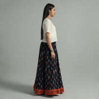 Black - Pochampally Ikat 24 Kali Cotton Skirt with Rajasthani Embroidery Border 39