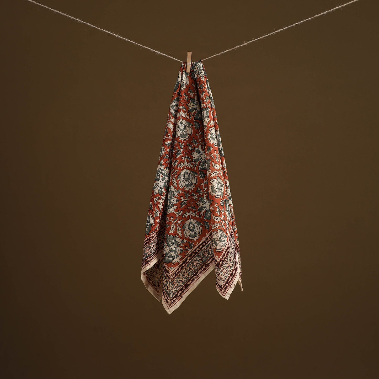 Pedana Hand Block Print Natural Dyed Cotton Kalamkari Scarf 84