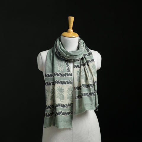 Pure merino wool hand block akola print stole