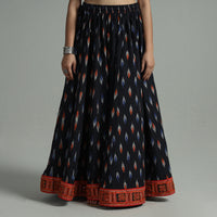 Black - Pochampally Ikat 24 Kali Cotton Skirt with Rajasthani Embroidery Border 39