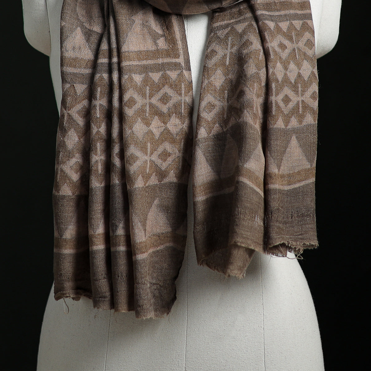 Pure Merino Wool Hand Block Akola Print Stole 06