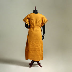 Yellow - Bengal Kantha Hand Embroidery Cotton Long Kaftan 37