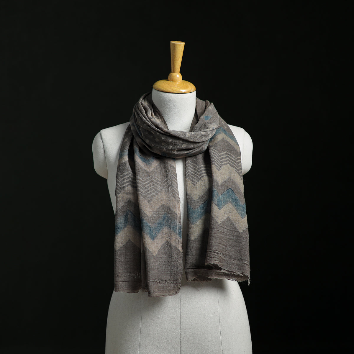Pure Merino Wool Hand Block Akola Print Stole 11