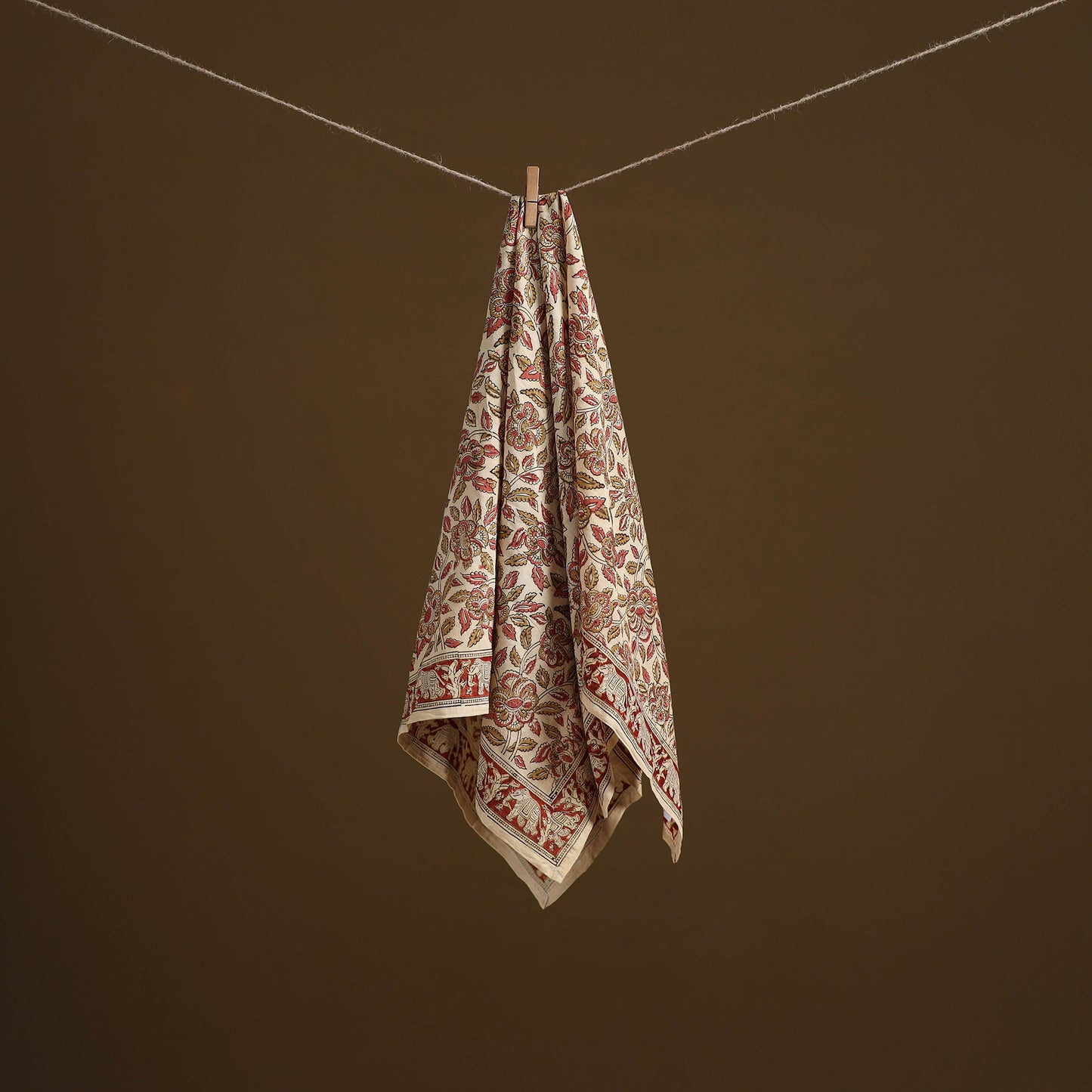 Pedana Hand Block Print Natural Dyed Cotton Kalamkari Scarf 82