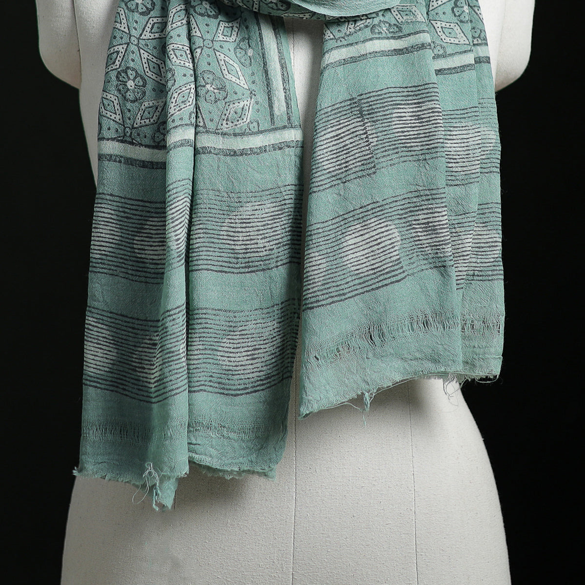 Pure Merino Wool Hand Block Akola Print Stole 12