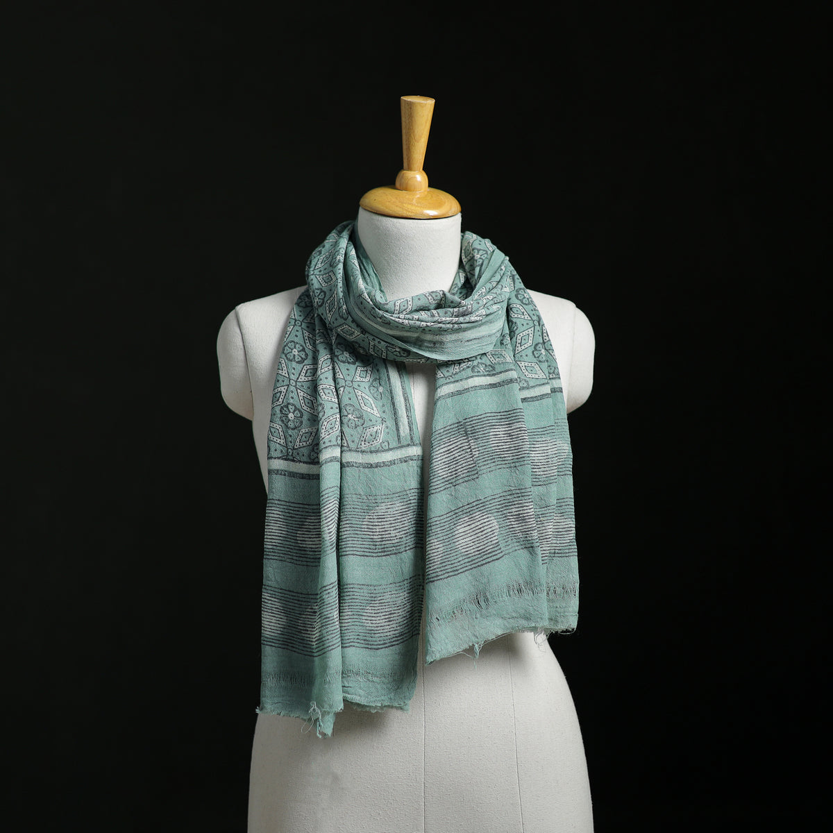 Pure Merino Wool Hand Block Akola Print Stole 12