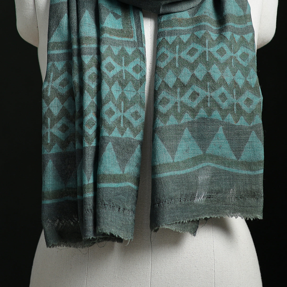 Pure Merino Wool Hand Block Akola Print Stole 13