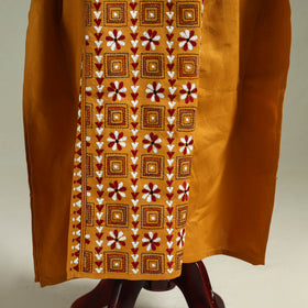 Yellow - Bengal Kantha Hand Embroidery Cotton Long Kaftan 38