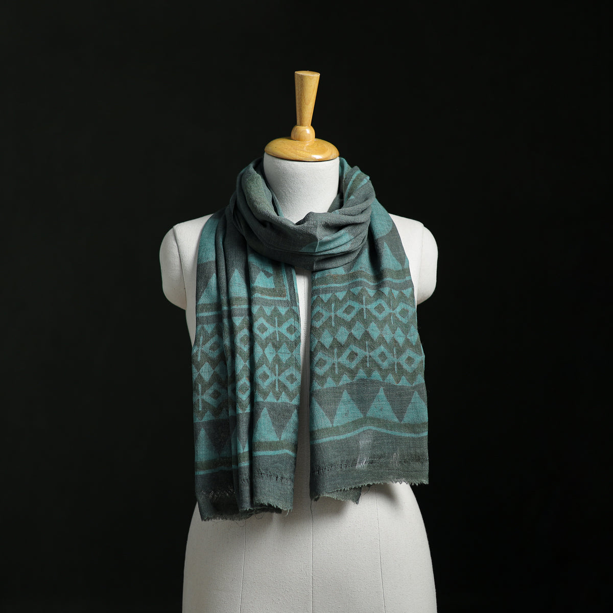 Pure Merino Wool Hand Block Akola Print Stole 13