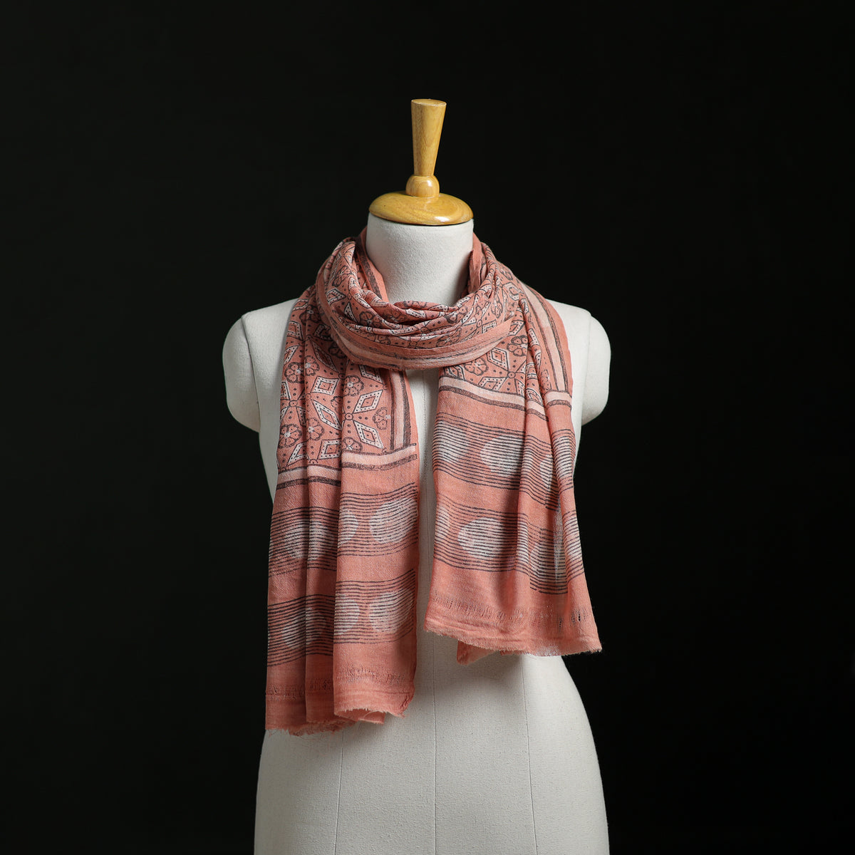 Pure Merino Wool Hand Block Akola Print Stole 15