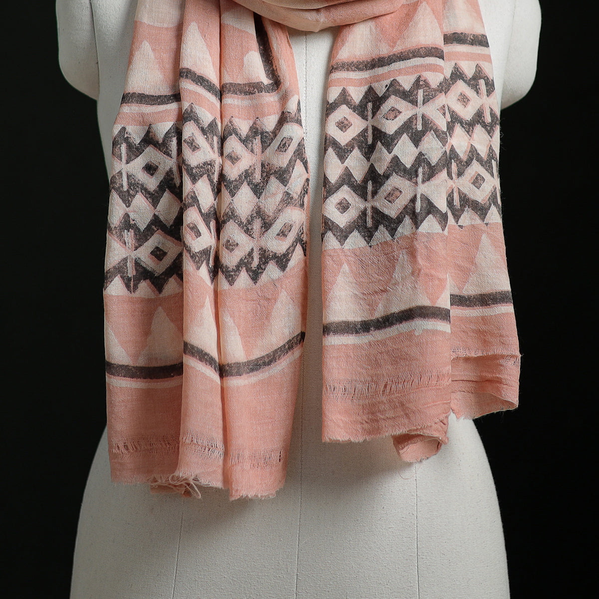 Pure Merino Wool Hand Block Akola Print Stole 16