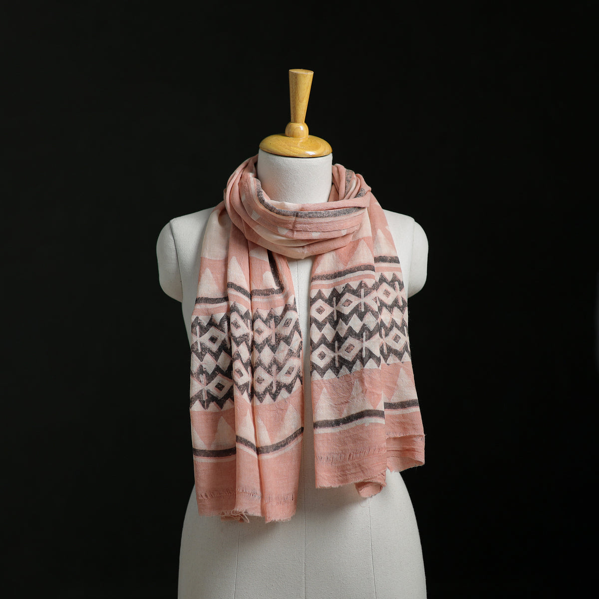 Pure Merino Wool Hand Block Akola Print Stole 16