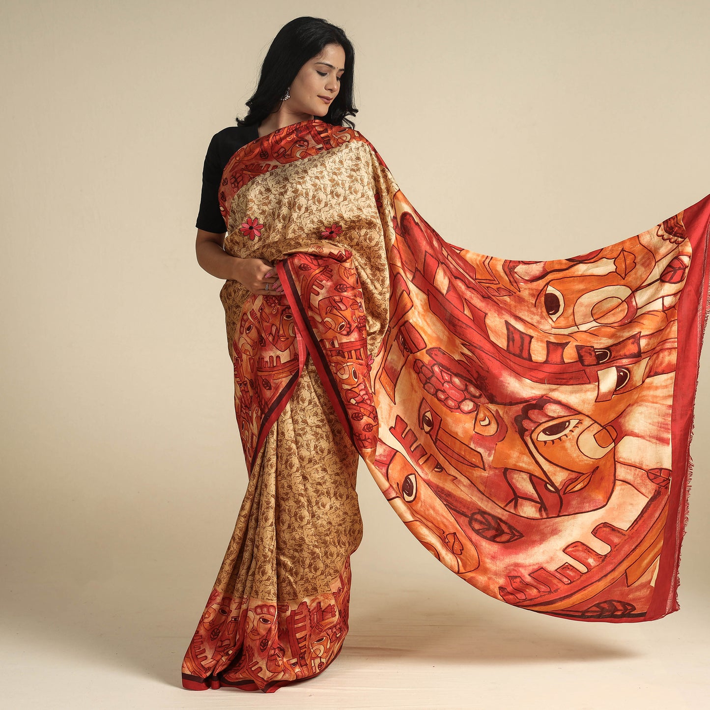 Kantha Embroidery Saree