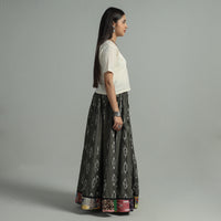 Grey - Pochampally Ikat 24 Kali Cotton Skirt with Rajasthani Embroidery Border 41