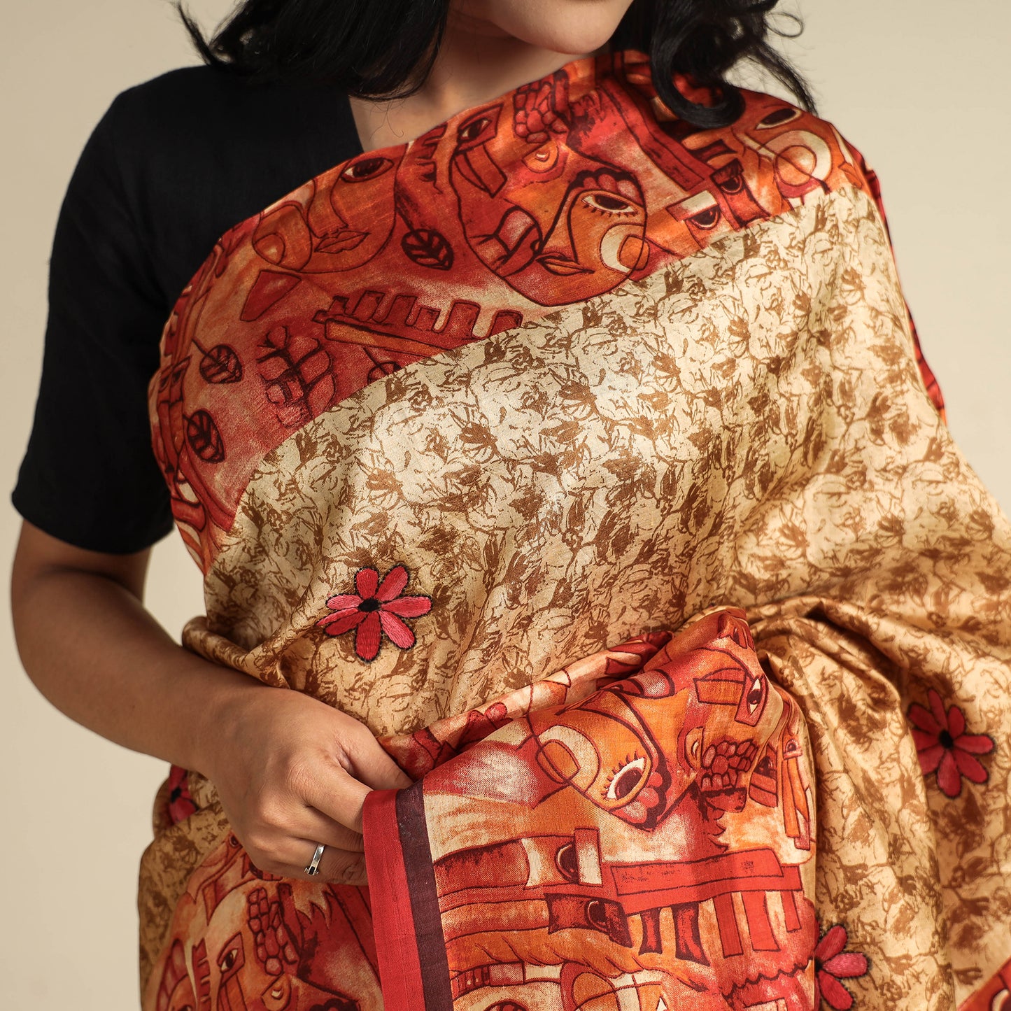 Kantha Embroidery Saree