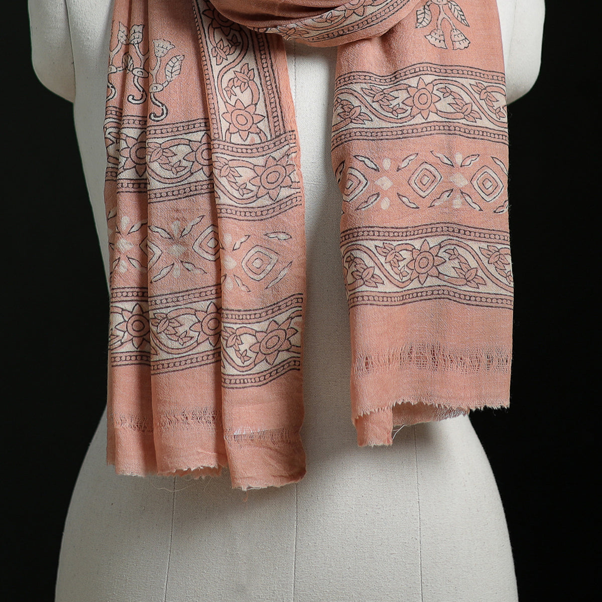 Pure Merino Wool Hand Block Akola Print Stole 18