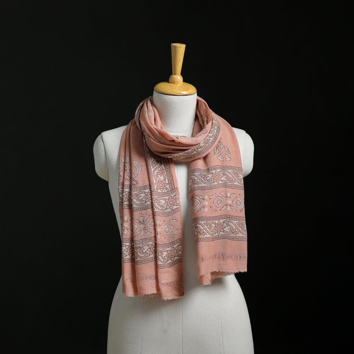 Pure Merino Wool Hand Block Akola Print Stole 18