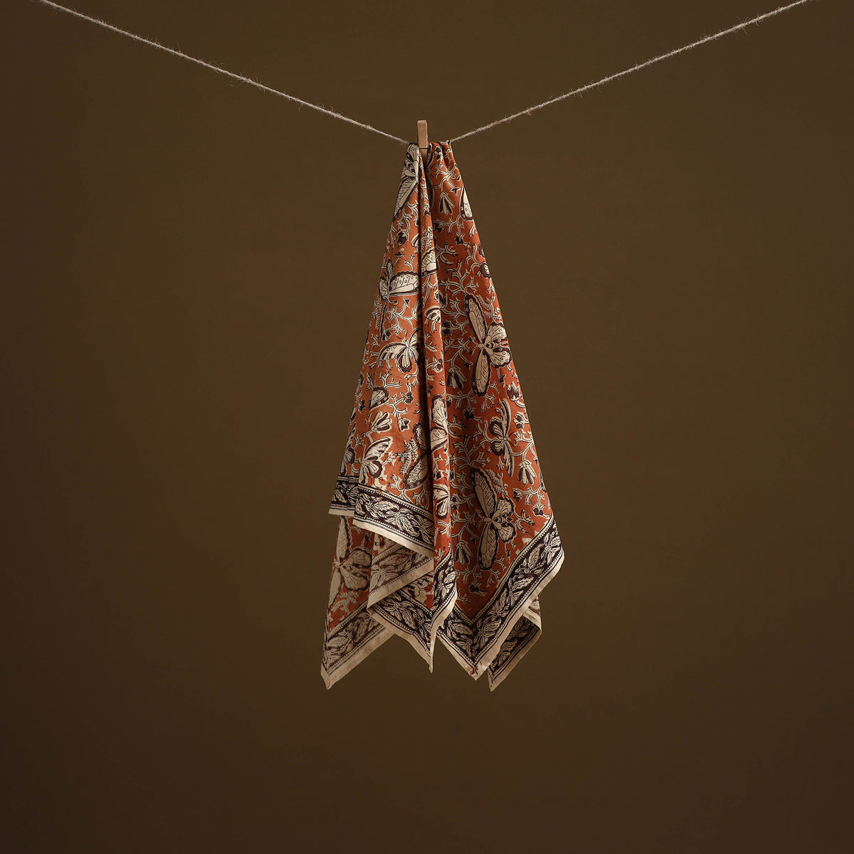 Pedana Hand Block Print Natural Dyed Cotton Kalamkari Scarf 78