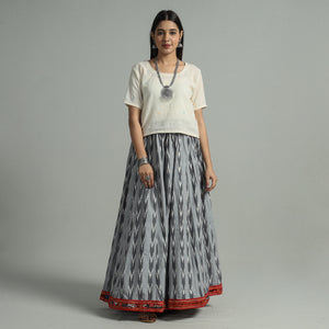 Pochampally Ikat 24 Kali Cotton Skirt with Rajasthani Embroidery Border 42