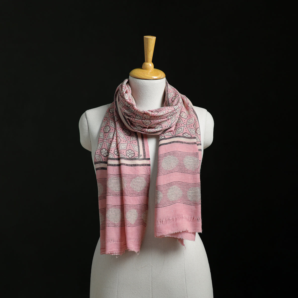 Pure Merino Wool Hand Block Akola Print Stole 24