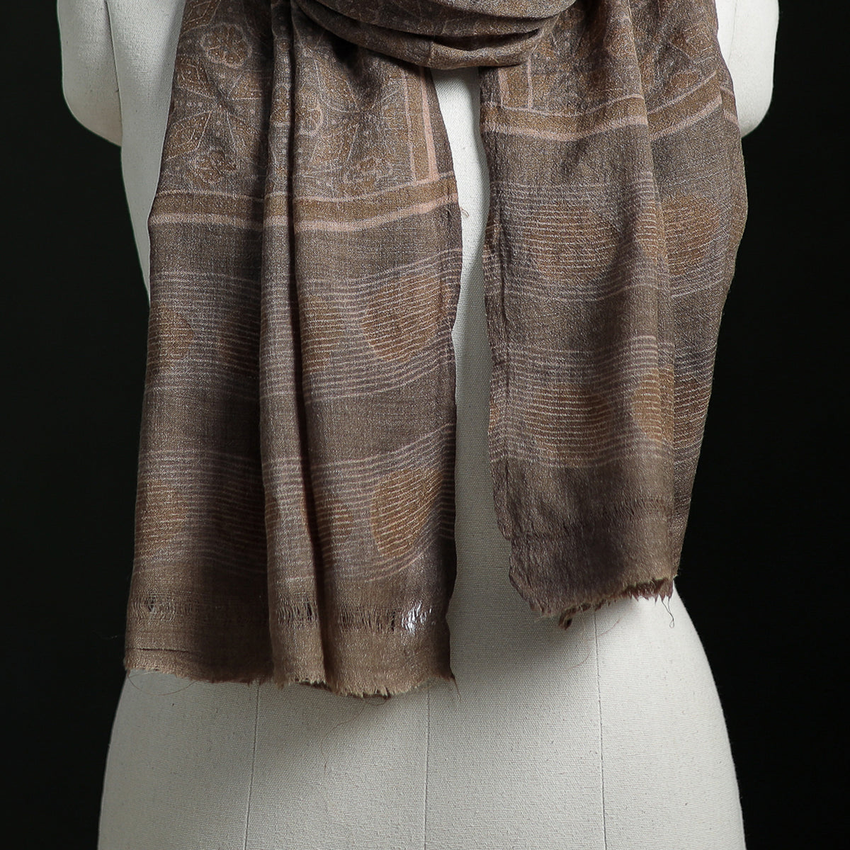 Pure Merino Wool Hand Block Akola Print Stole 23