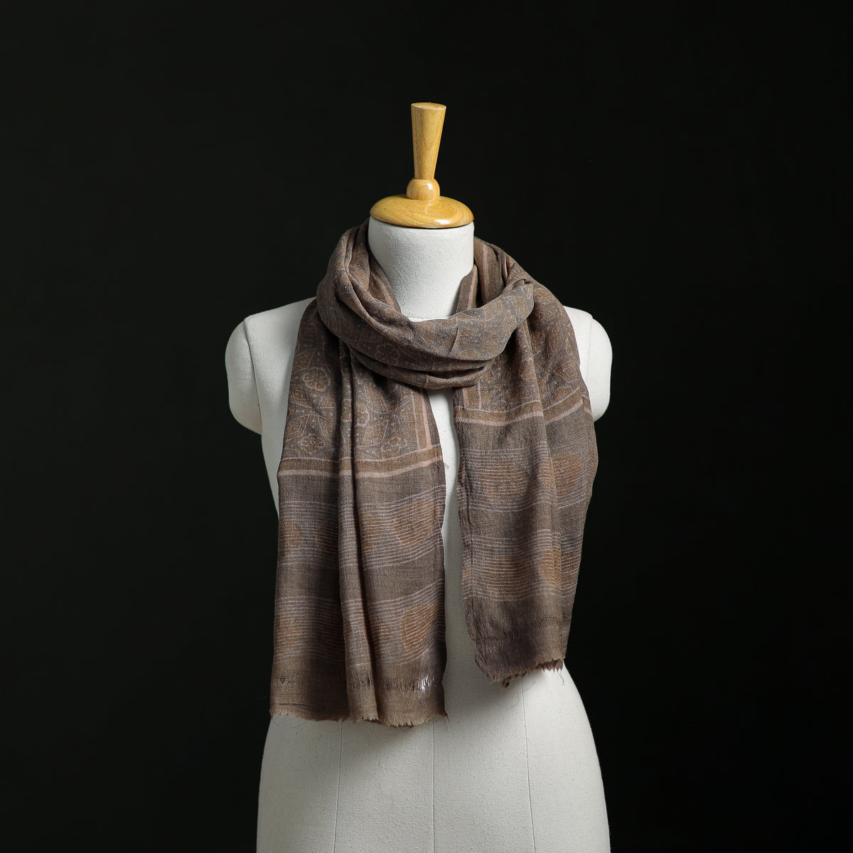 Pure Merino Wool Hand Block Akola Print Stole 23