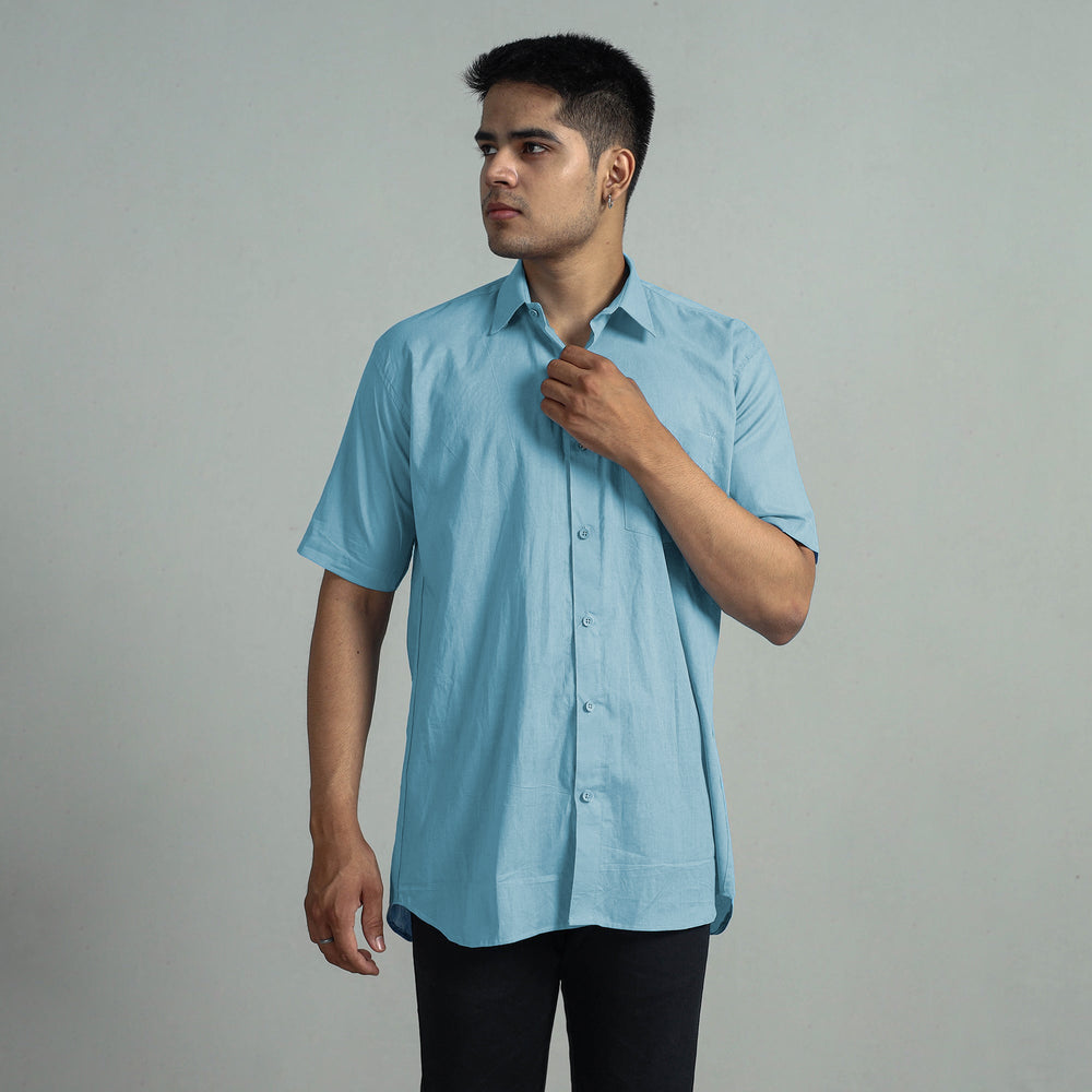 Plain Cotton Men Half Sleeve Shirt 02