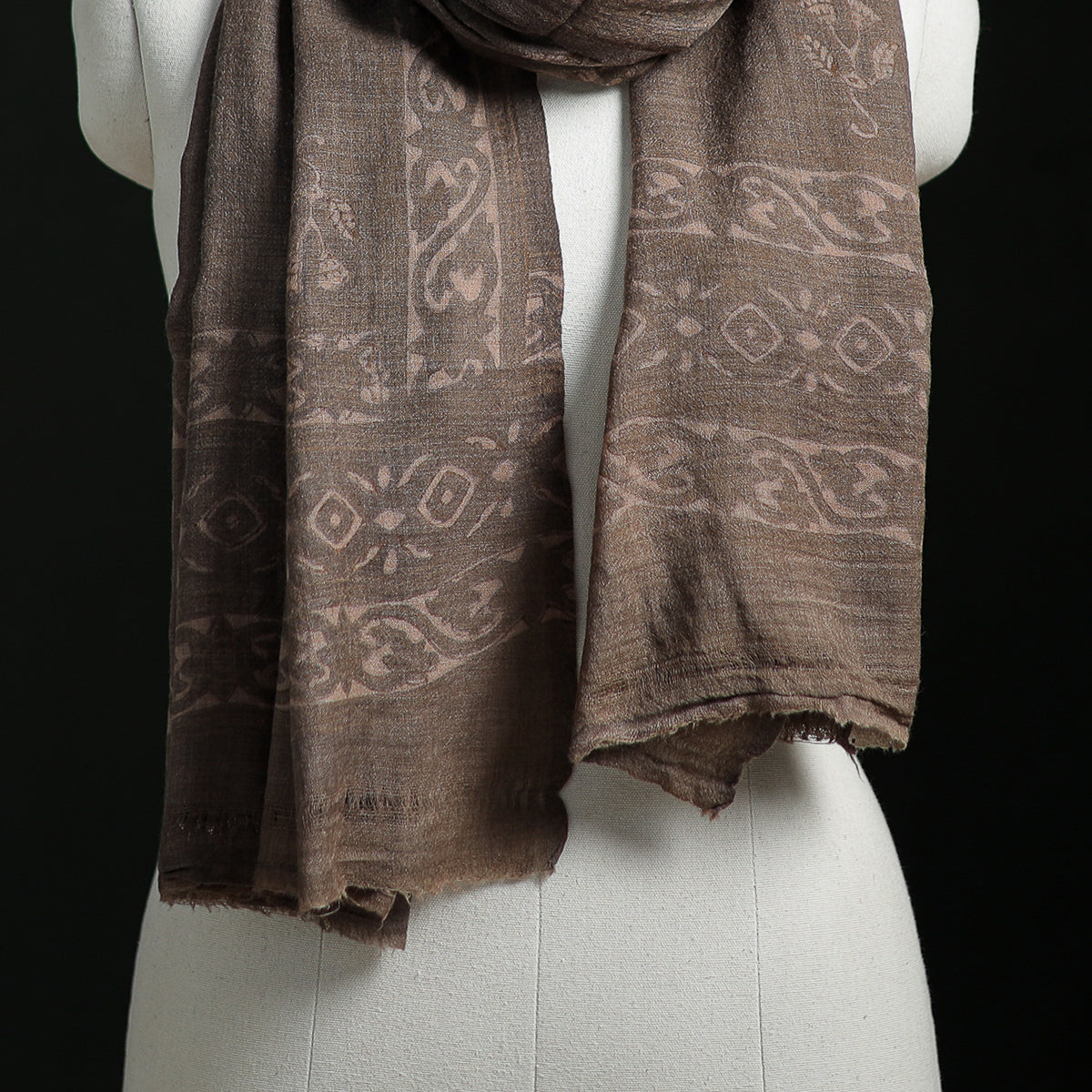 Pure Merino Wool Hand Block Akola Print Stole 22