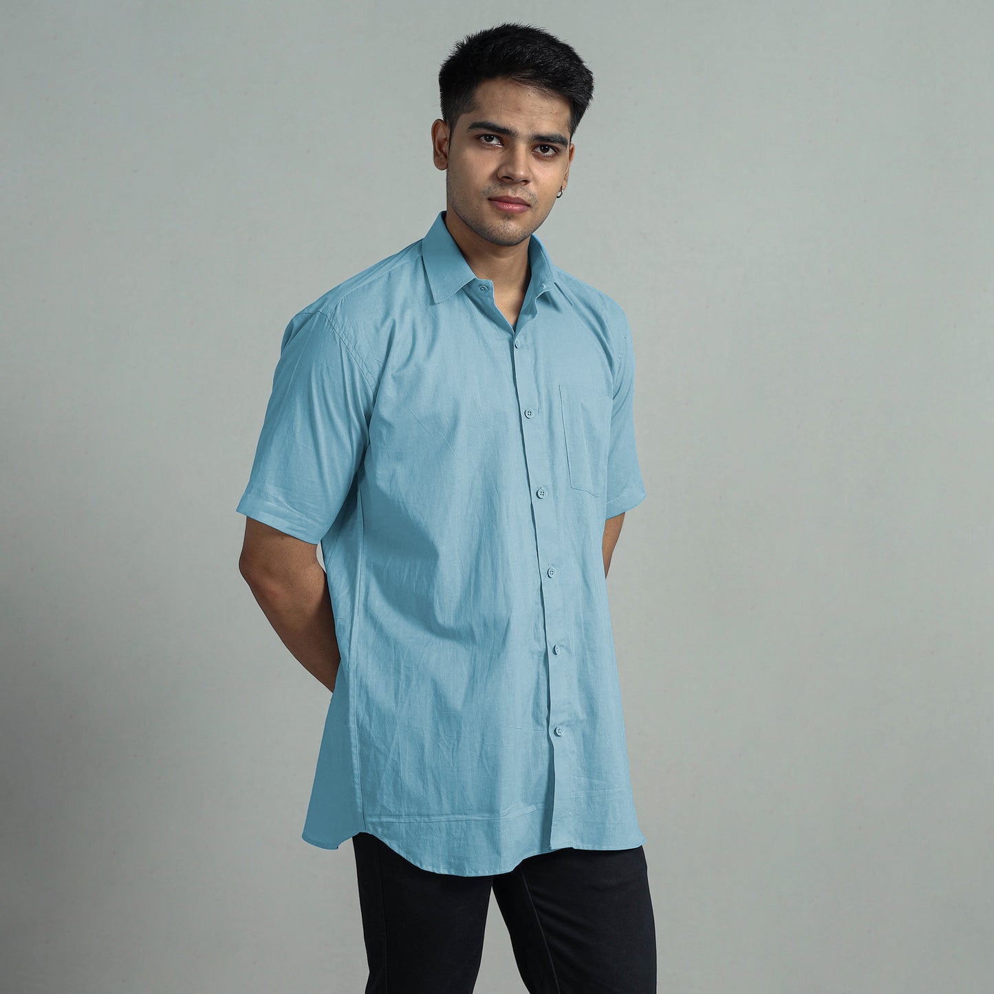 Plain Cotton Men Half Sleeve Shirt 02