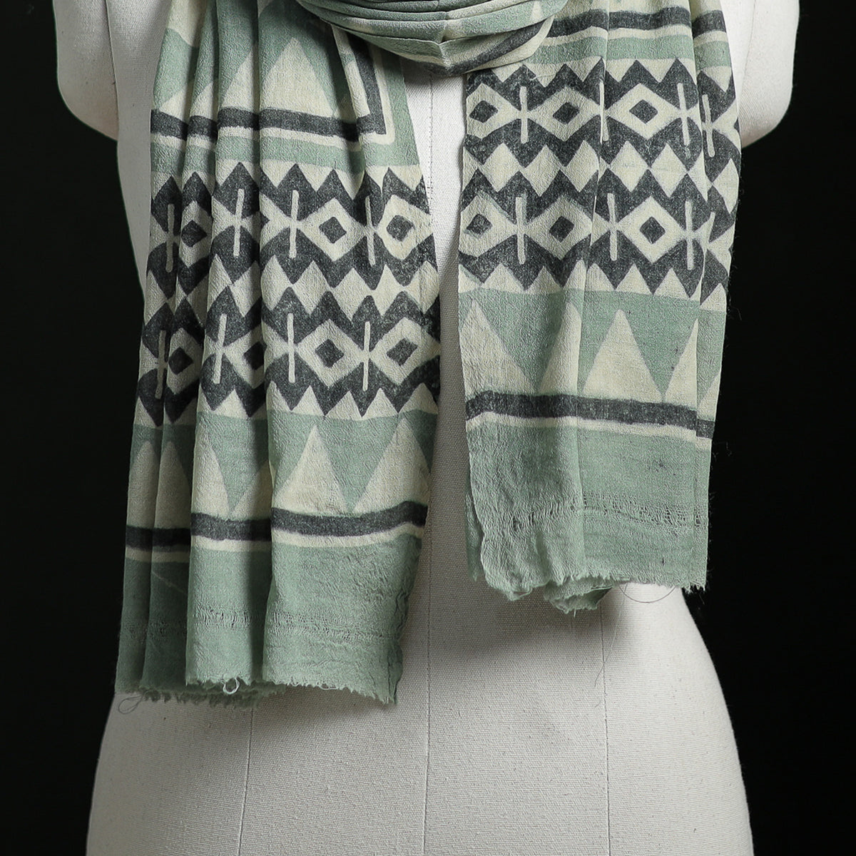 Pure Merino Wool Hand Block Akola Print Stole 21
