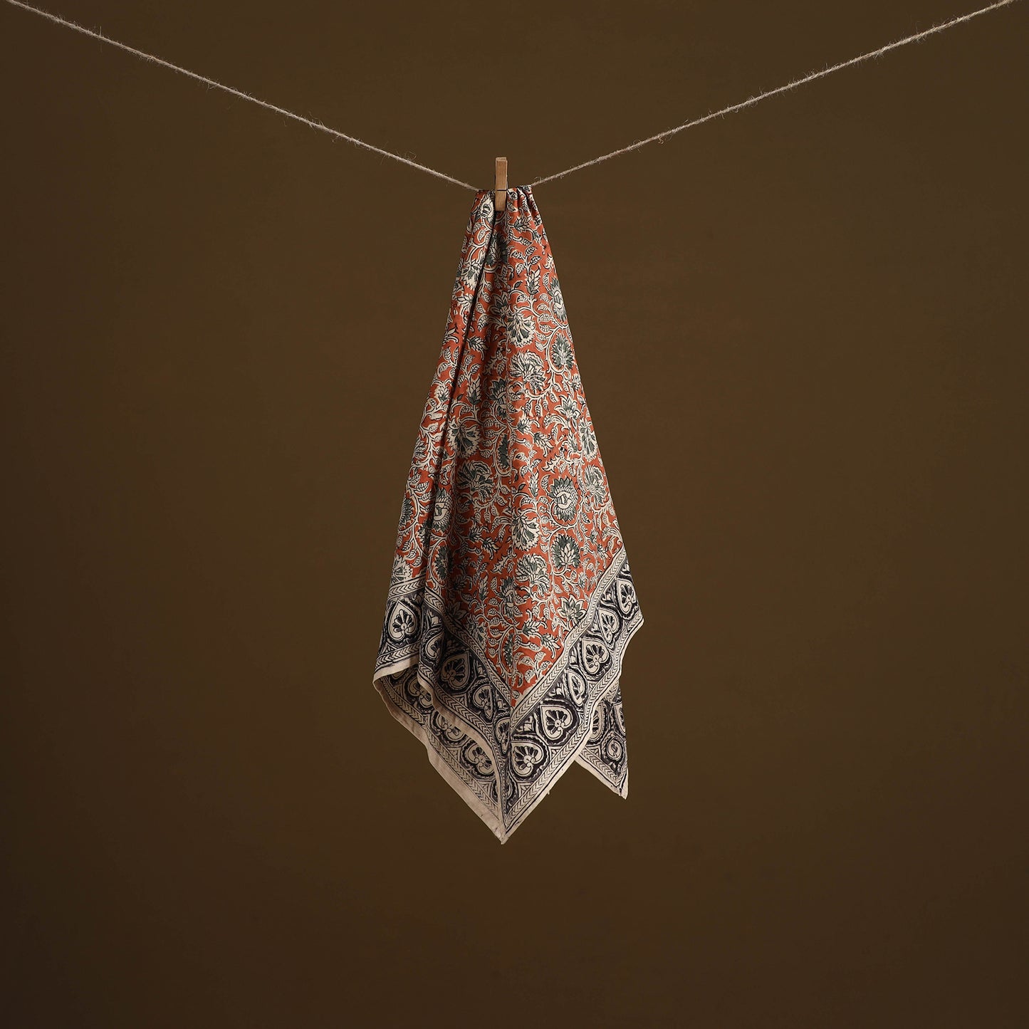 Pedana Hand Block Print Natural Dyed Cotton Kalamkari Scarf 76