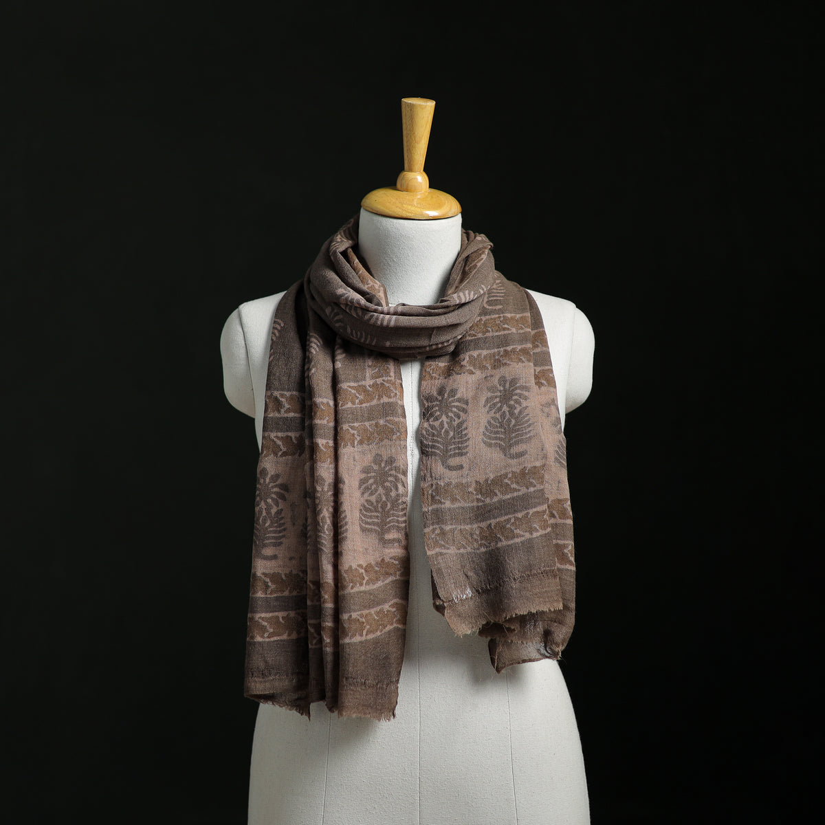 Pure Merino Wool Hand Block Akola Print Stole 25