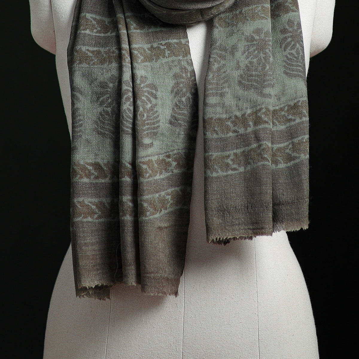 Pure Merino Wool Hand Block Akola Print Stole 26