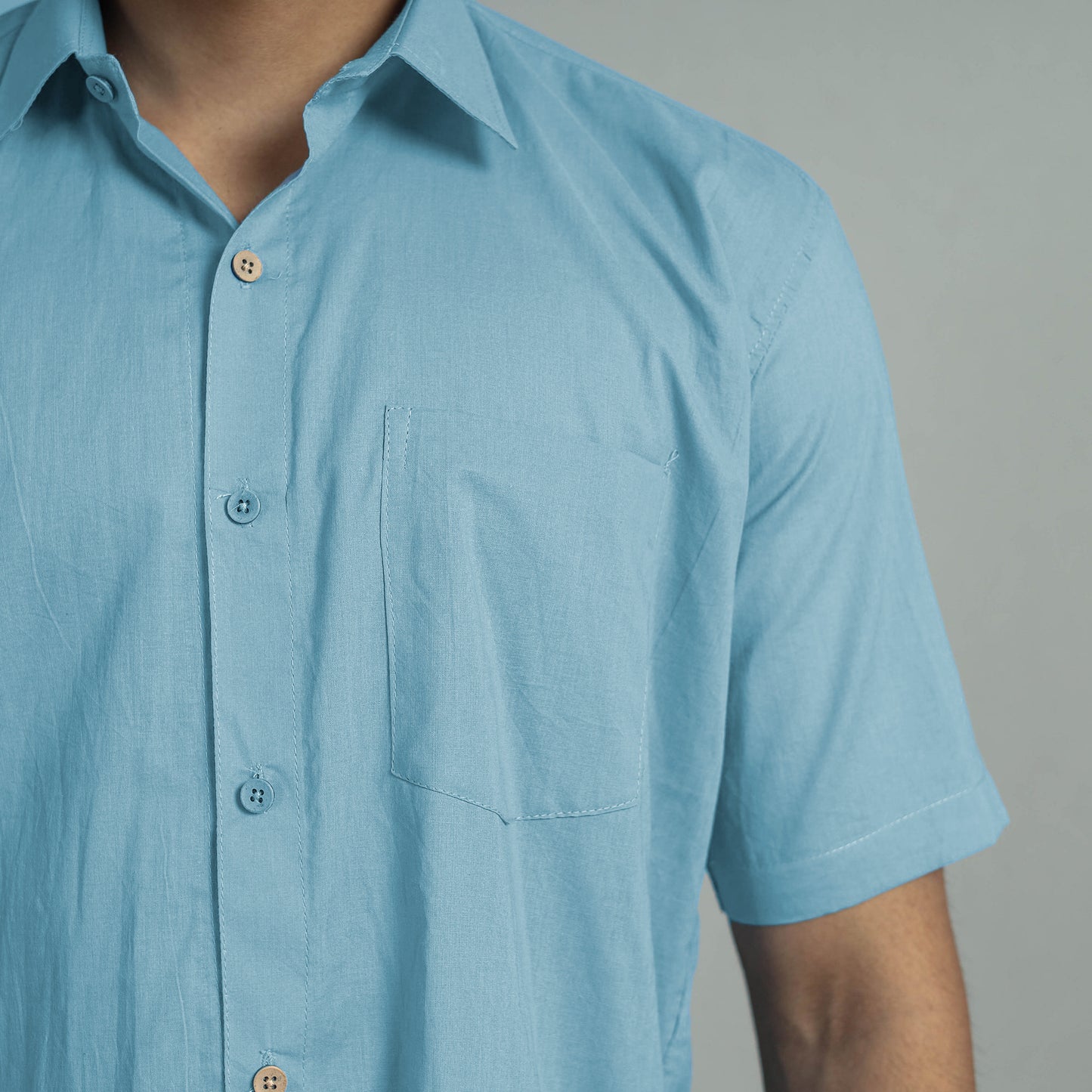 Plain Cotton Men Half Sleeve Shirt 02