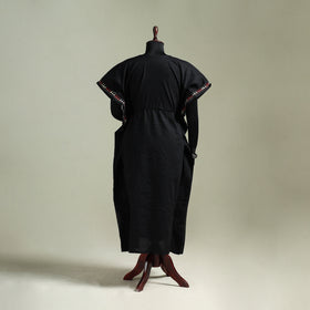 Black - Bengal Kantha Hand Embroidery Cotton Long Kaftan 41