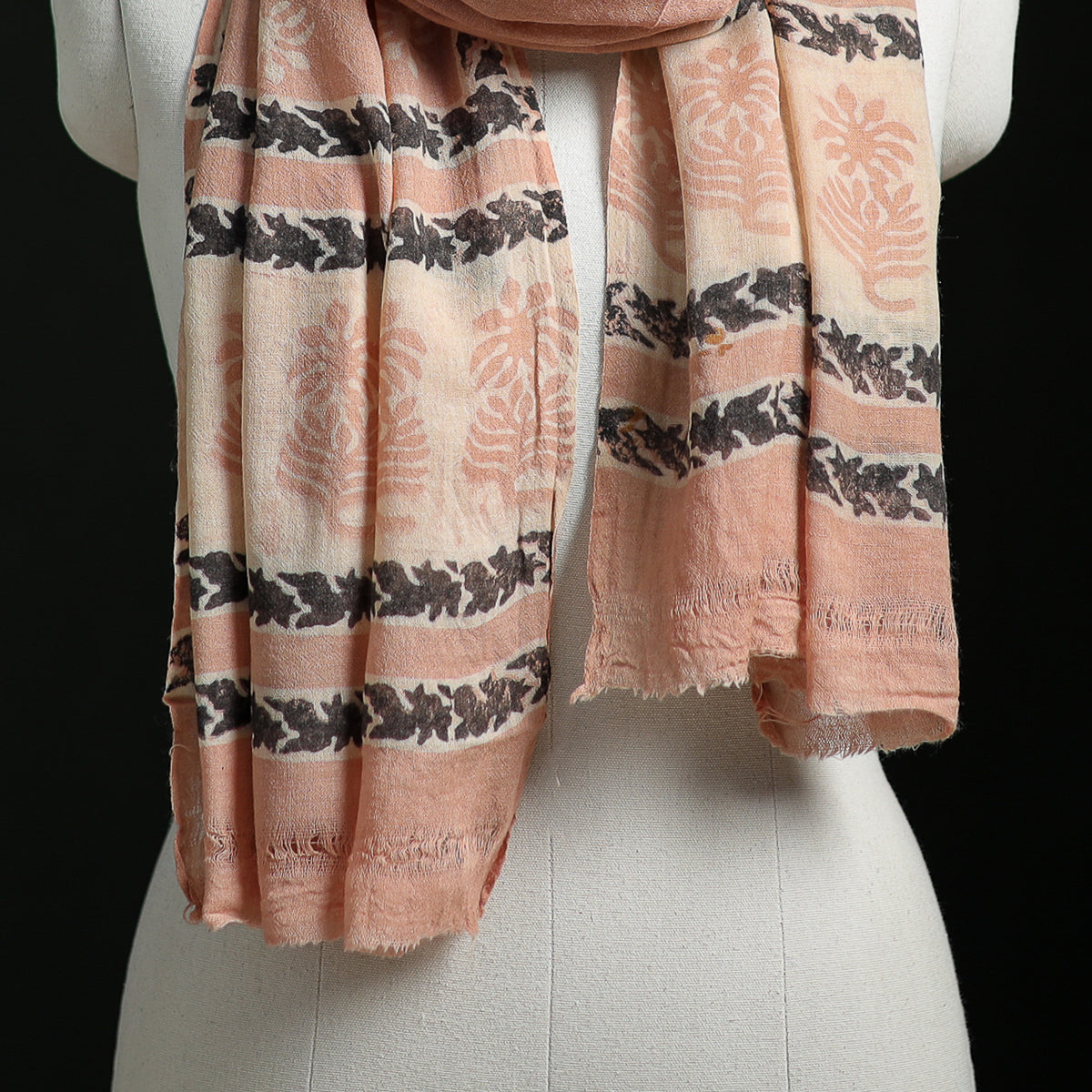 Pure Merino Wool Hand Block Akola Print Stole 27