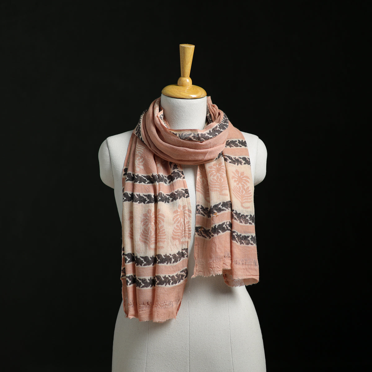 Pure Merino Wool Hand Block Akola Print Stole 27