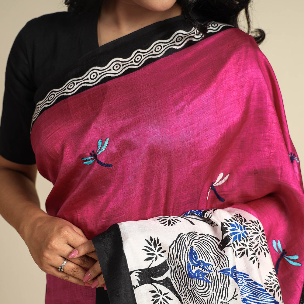 Kantha Embroidery Saree