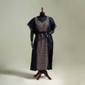 Black - Bengal Kantha Hand Embroidery Cotton Long Kaftan 42