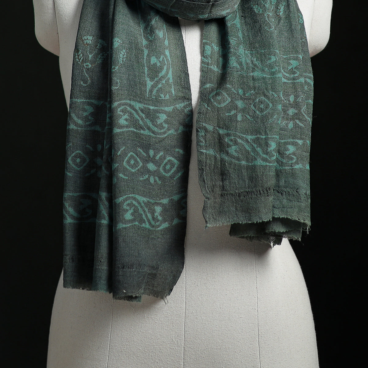 Pure Merino Wool Hand Block Akola Print Stole 28