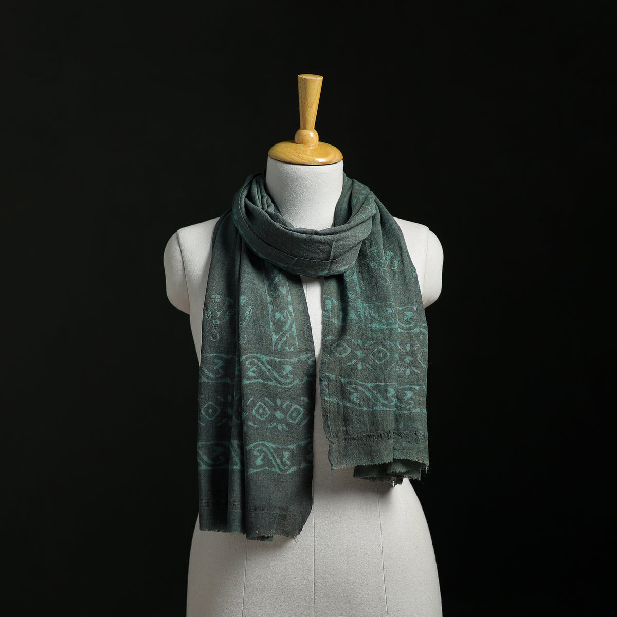 Pure Merino Wool Hand Block Akola Print Stole 28